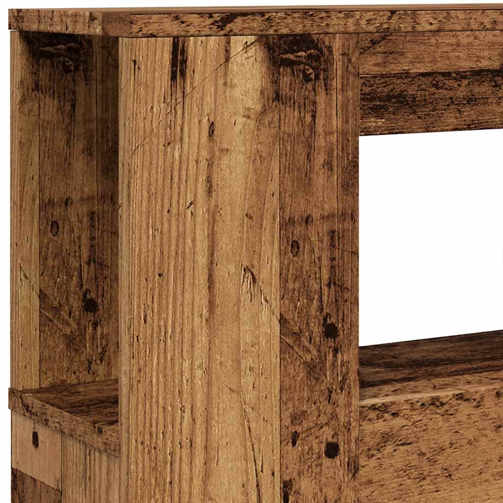 LED Headboard Old Wood 220x18,5x103,5 cm Engineered Wood
