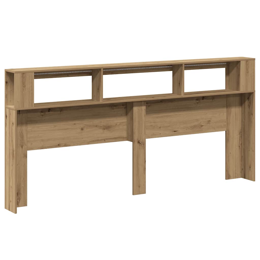 LED Headboard Artisan Oak 220x18,5x103,5 cm Engineered Wood