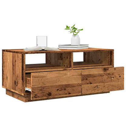 Coffee Table with LED Lights Old Wood 90x49x40 cm