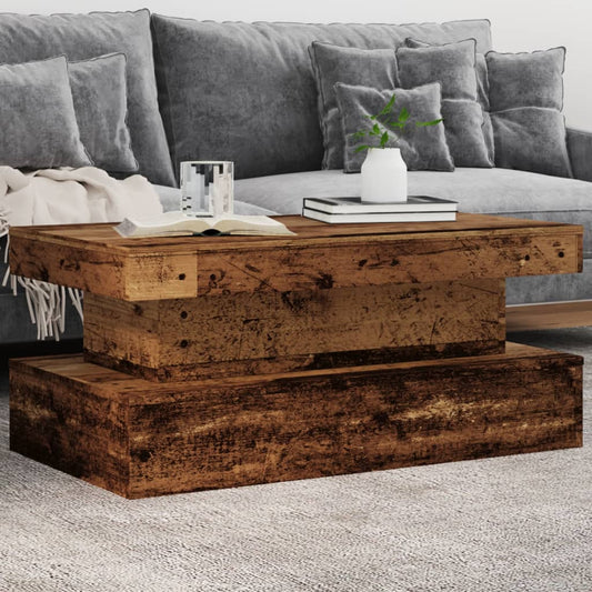 Coffee Table with LED Lights Old Wood 90x50x40 cm