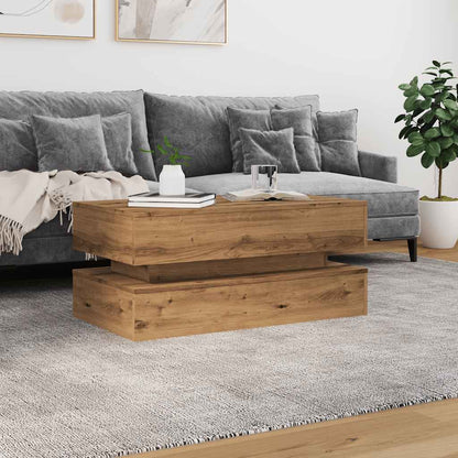 Coffee Table with LED Lights Artisian Oak 90x50x40 cm