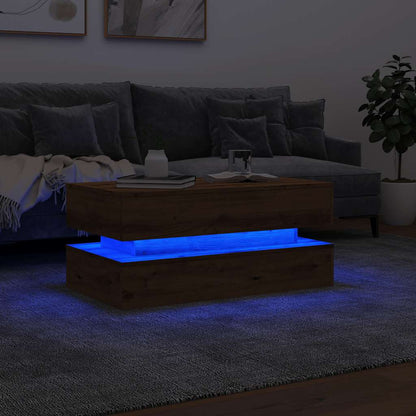 Coffee Table with LED Lights Artisian Oak 90x50x40 cm