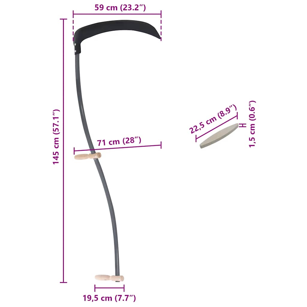 Scythe Black, Brown Steel, Wood 57.1 in Durable Scythe