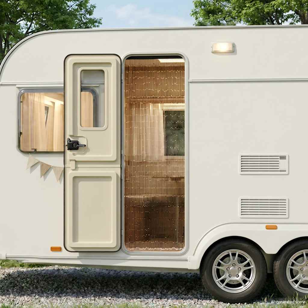 Insect Door Curtain for Campervan Dark Grey 56x185 cm Bamboo