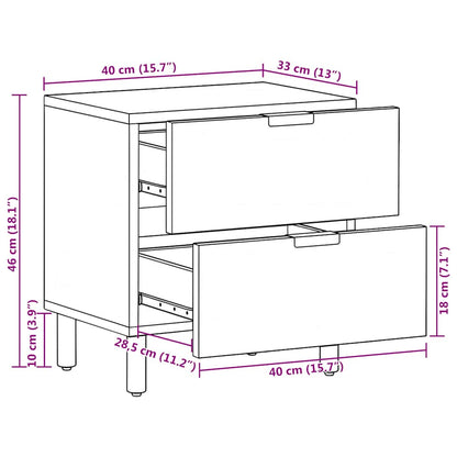 Bedside Cabinet Black 40x33x46 cm Solid Wood Mango
