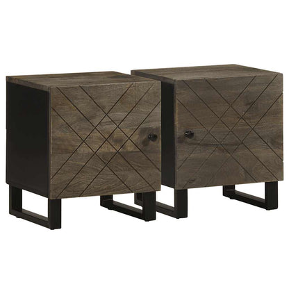 Bedside Cabinets 2 pcs Black 40x33x46 cm Solid Wood Mango