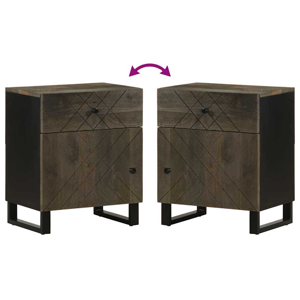 Bedside Cabinet Black 50x33x60 cm Solid Wood Mango