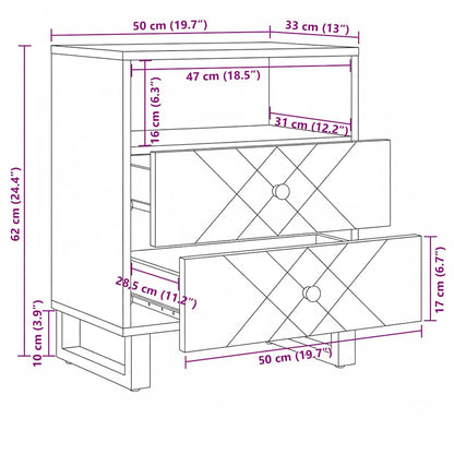 Bedside Cabinet Black 50x33x62 cm Solid Wood Mango