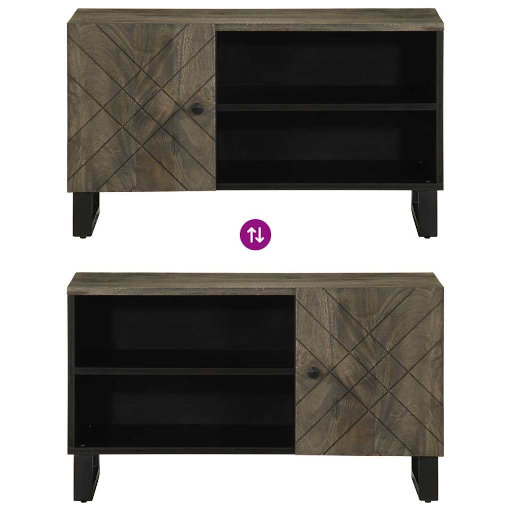 TV Cabinet Black 80x33x46 cm Solid Wood Mango