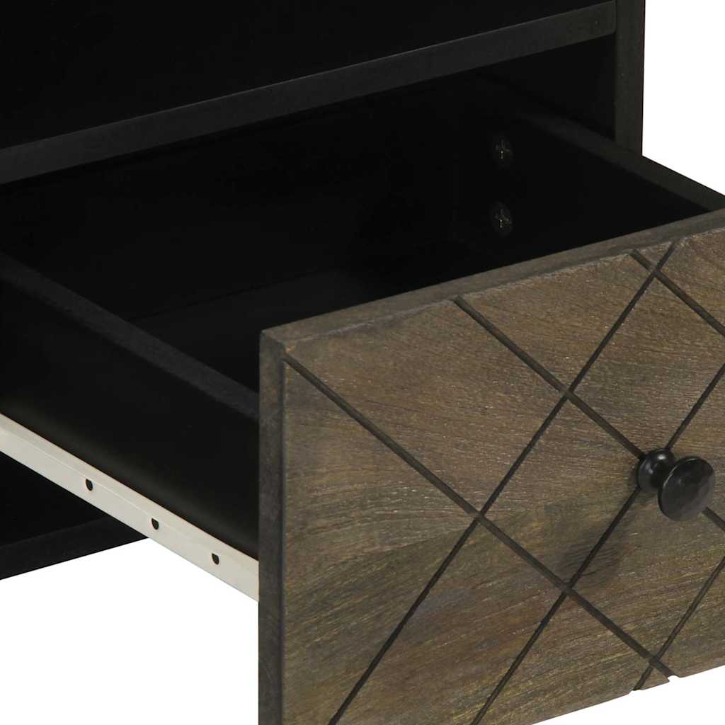 TV Cabinet Black 100x33x46 cm Solid Wood Mango