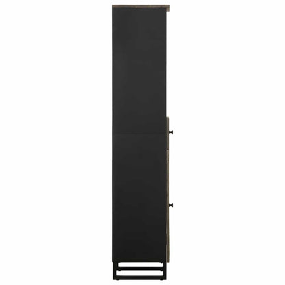 Bathroom Cabinet Black 38x33x160 cm Solid Wood Mango