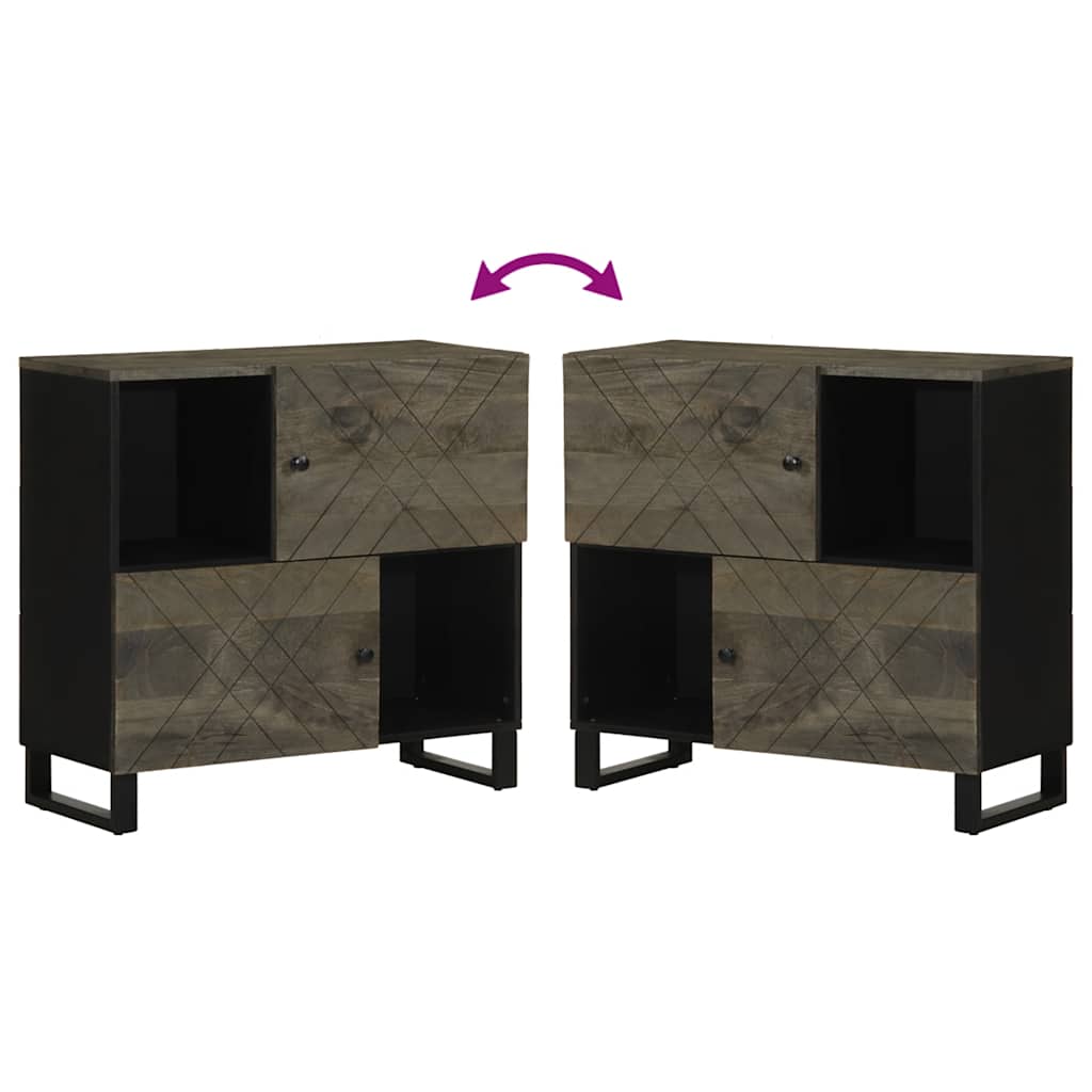 Sideboard Black 80x33x75 cm Solid Wood Mango
