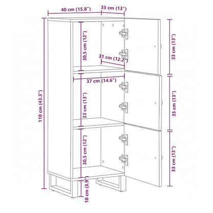 Highboard Black 40x33x110 cm Solid Wood Mango