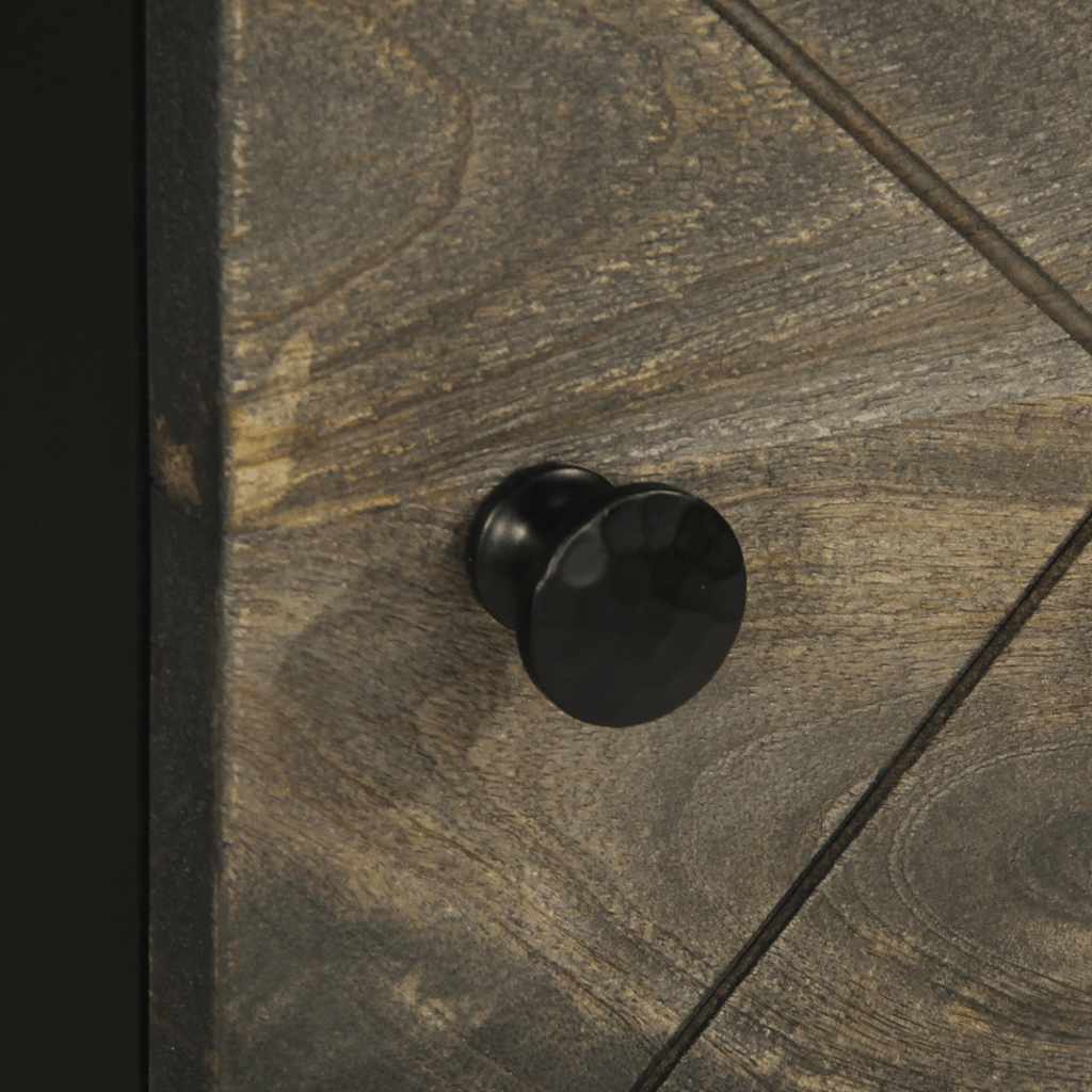 Highboard Black 40x33x110 cm Solid Wood Mango