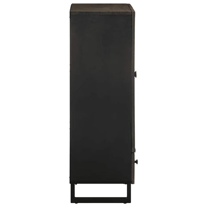 Highboard Black 60x33x100 cm Solid Wood Mango
