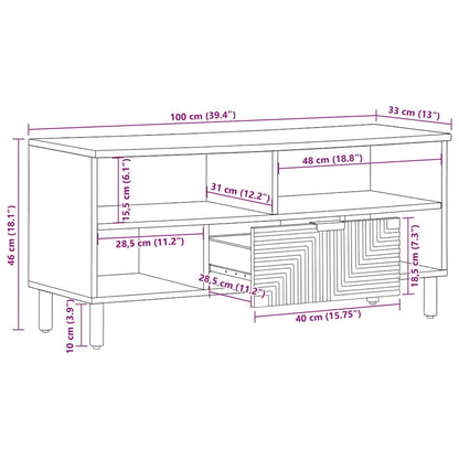 TV Cabinet Brown 100x33x46 cm Solid Wood Mango