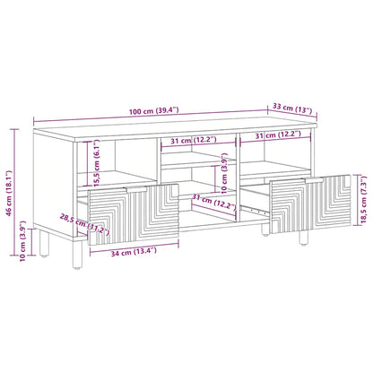TV Cabinet Brown 100x33x46 cm Solid Wood Mango