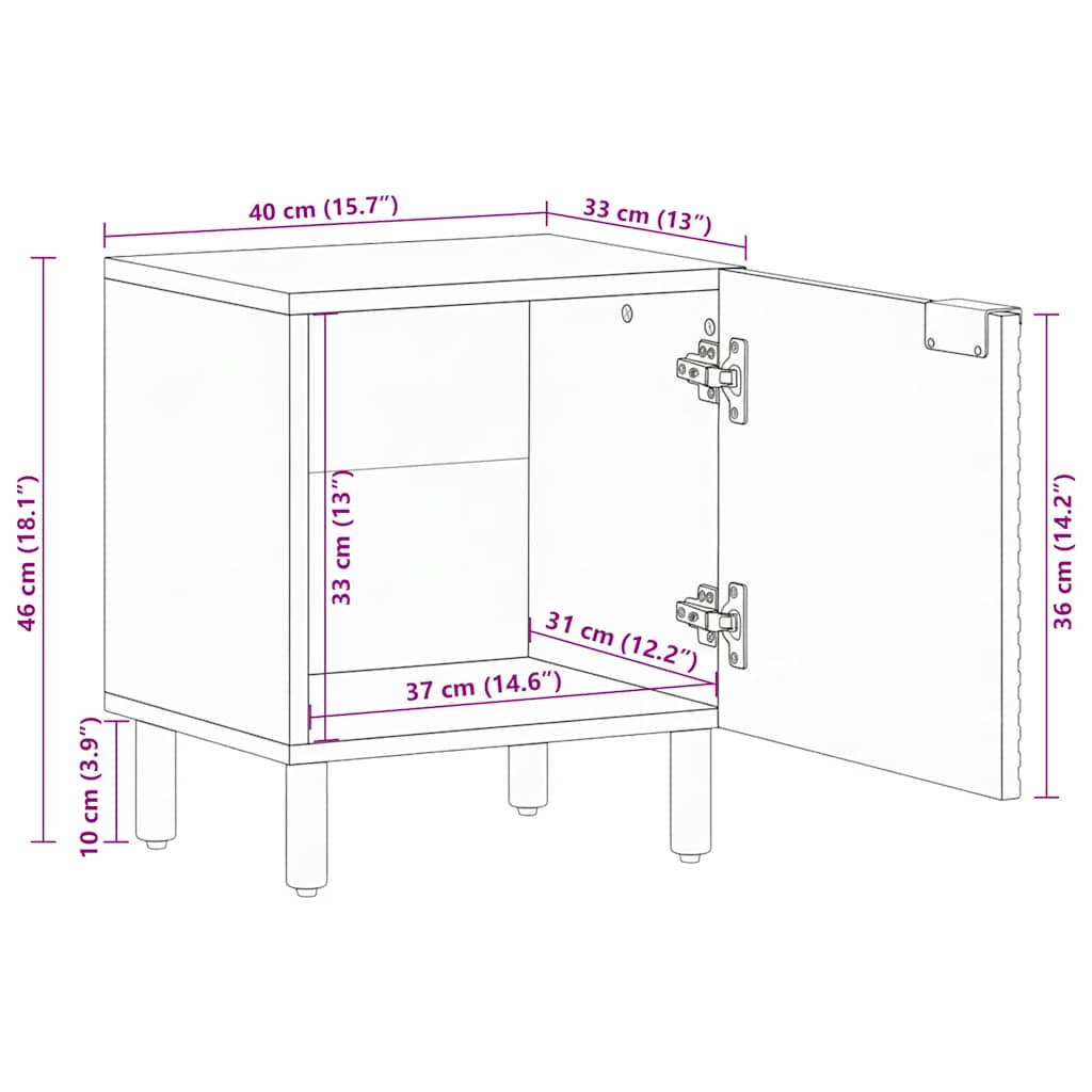 Bedside Cabinets 2 pcs 40x33x46 cm Solid Wood Acacia