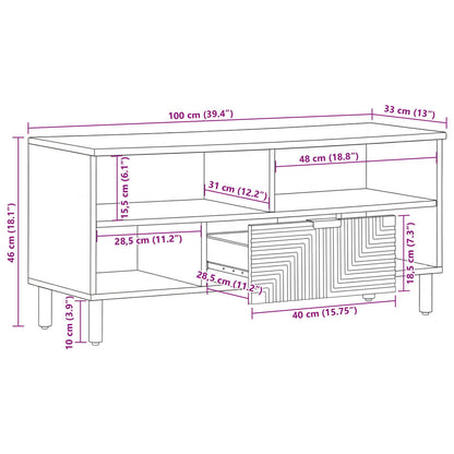 TV Cabinet with Drawer Brown 100 x 33 x 46 cm Solid Mango Wood