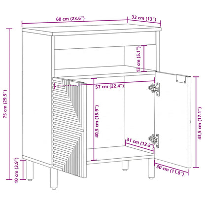 Sideboard with Shelf Brown 60 x 33 x 75 cm Solid Mango Wood