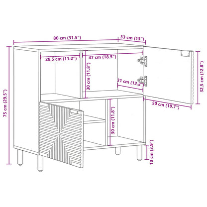 Sideboard with Shelf Brown 80 x 33 x 75 cm Solid Mango Wood