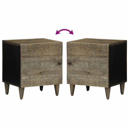 Bedside Cabinets 2 pcs Light Grey 40x33x46 cm Solid Wood Mango