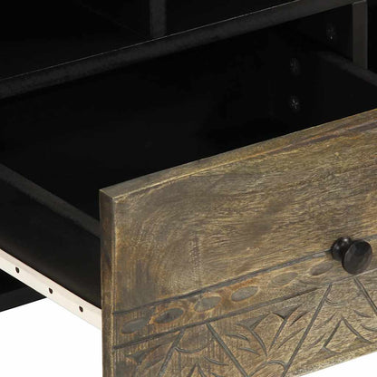 TV Cabinet Black 100x33x46 cm Solid Wood Mango