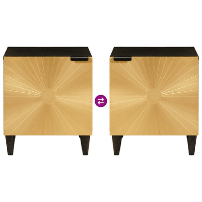 Bedside Cabinet Black and Gold 40 x 33 x 46 cm Engineered Wood