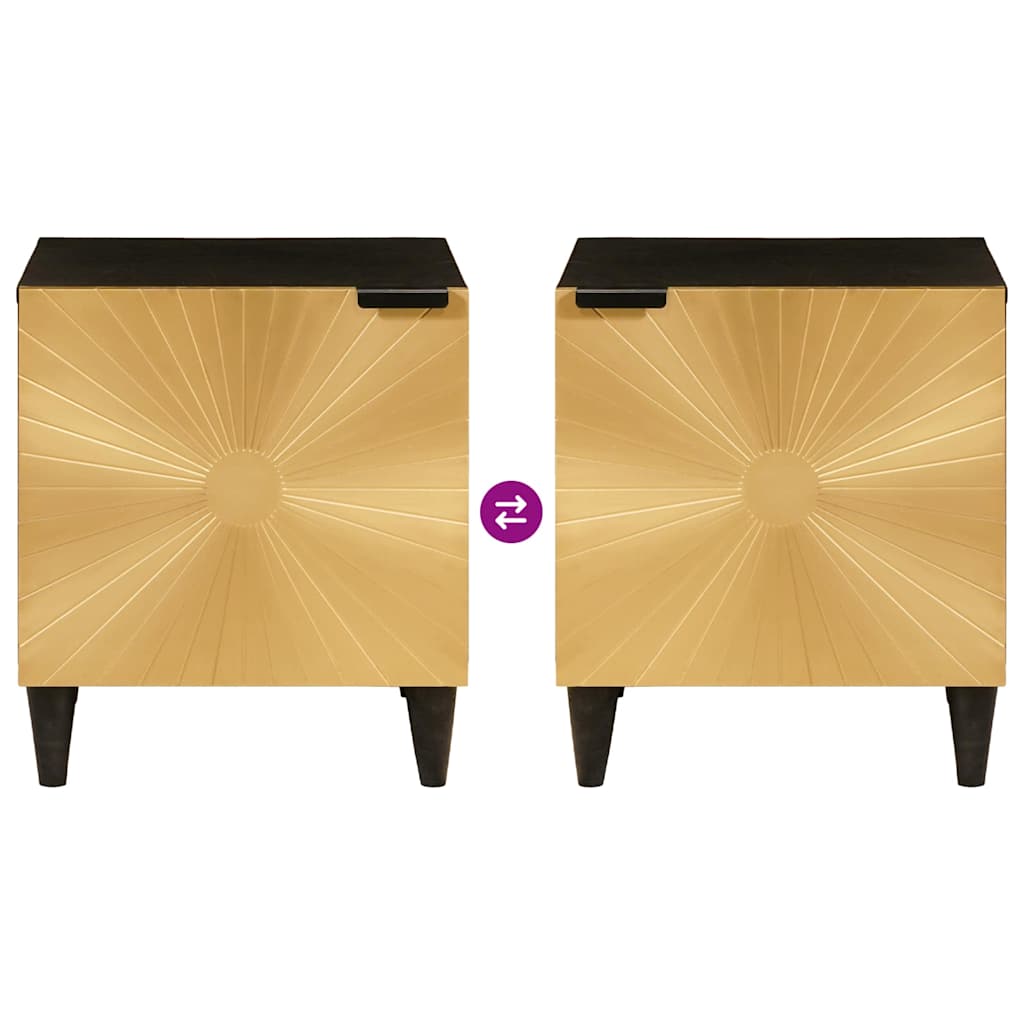 Bedside Cabinet 2 pcs Black and Gold 40 x 33 x 46 cm