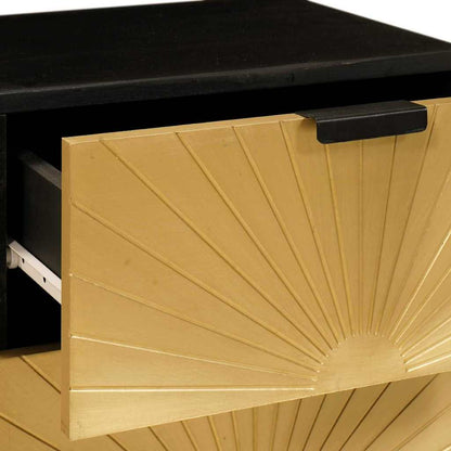 Bedside Cabinet Black and Gold 40 x 33 x 46 cm Engineered Wood