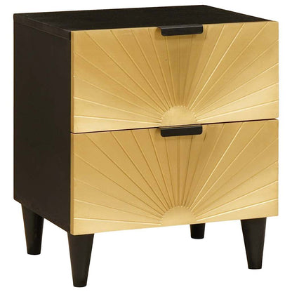 Bedside Cabinet Black and Gold 40 x 33 x 46 cm Engineered Wood