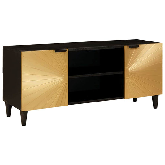 TV Cabinet Black and Gold 105 x 33 x 46 cm Engineered Wood