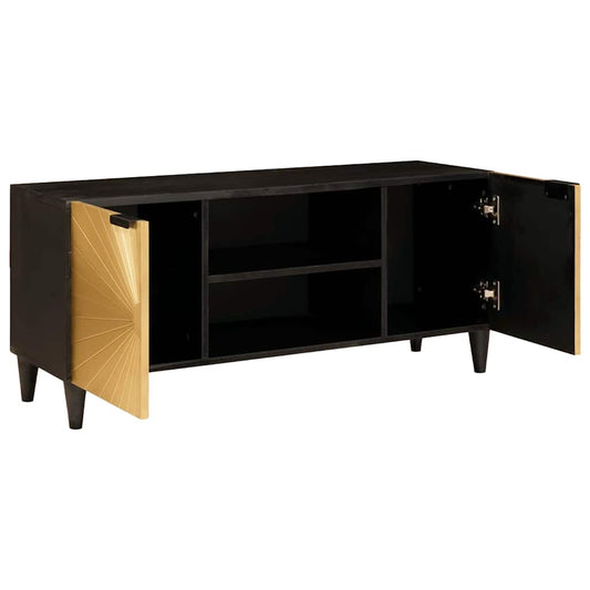 TV Cabinet Black and Gold 105 x 33 x 46 cm Engineered Wood