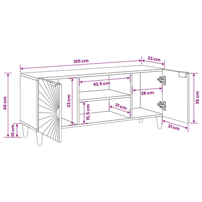 TV Cabinet Black and Gold 105 x 33 x 46 cm Engineered wood