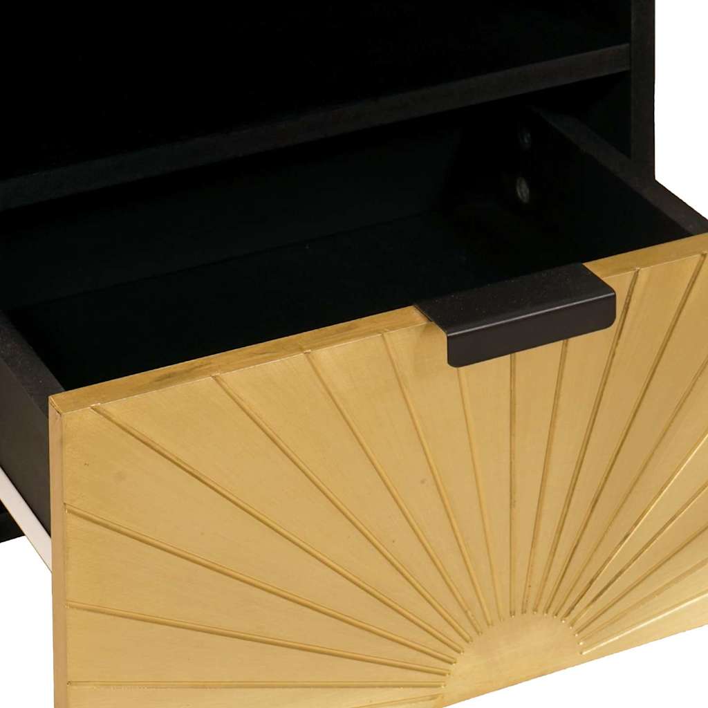 TV Cabinet Black and Gold 70 x 33 x 46 cm Engineered Wood