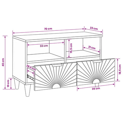 TV Cabinet Black and Gold 70 x 33 x 46 cm Engineered wood