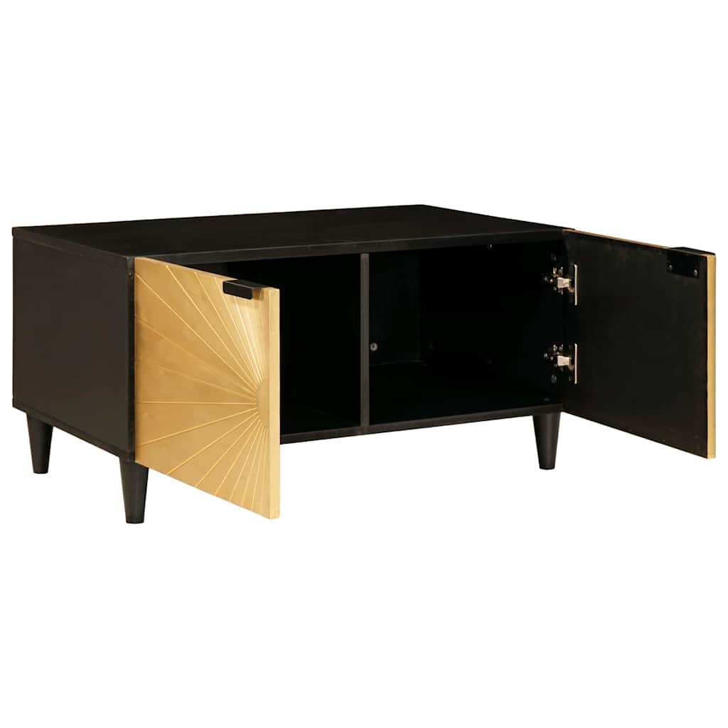 Coffee Table Black and Gold 80 x 50 x 40 cm Engineered Wood
