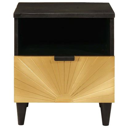 Bedside Cabinet Black and Gold 40 x 33 x 46 cm Engineered Wood