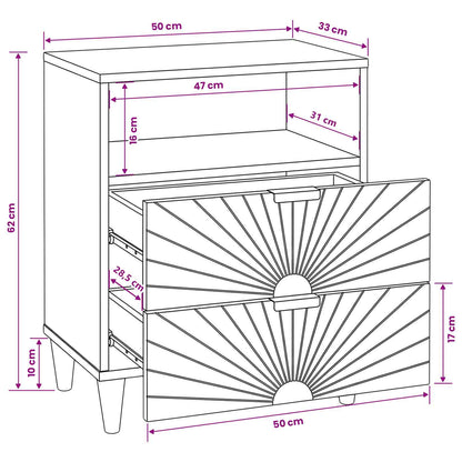 Bedside Table Black and Gold 50 x 33 x 62 cm Engineered Wood
