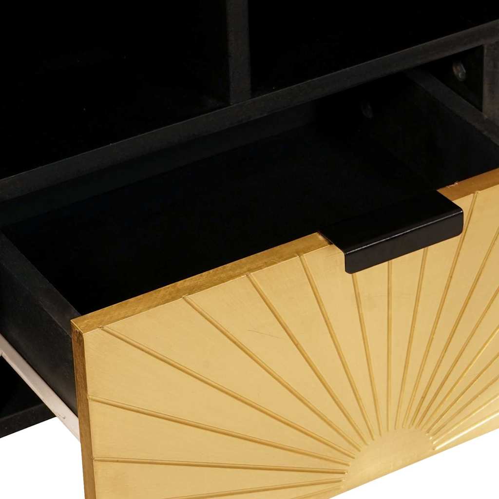 TV Cabinet Black and Gold 100 x 33 x 46 cm Engineered Wood