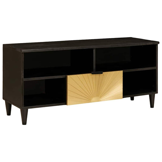 TV Cabinet Black and Gold 100 x 33 x 46 cm Engineered Wood