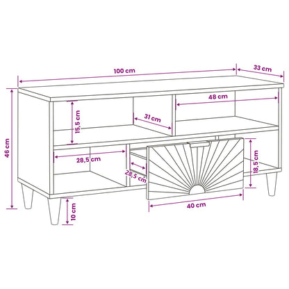 TV Cabinet Black and Gold 100 x 33 x 46 cm Engineered wood