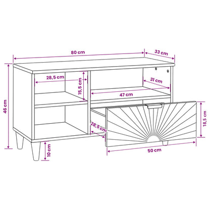 TV Cabinet Black and Gold 80 x 33 x 46 cm Engineered wood