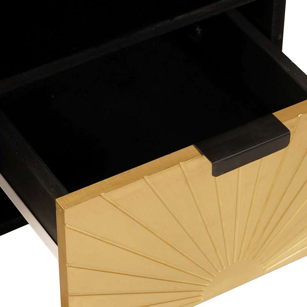 TV Cabinet Black and Gold 100 x 33 x 46 cm Engineered wood