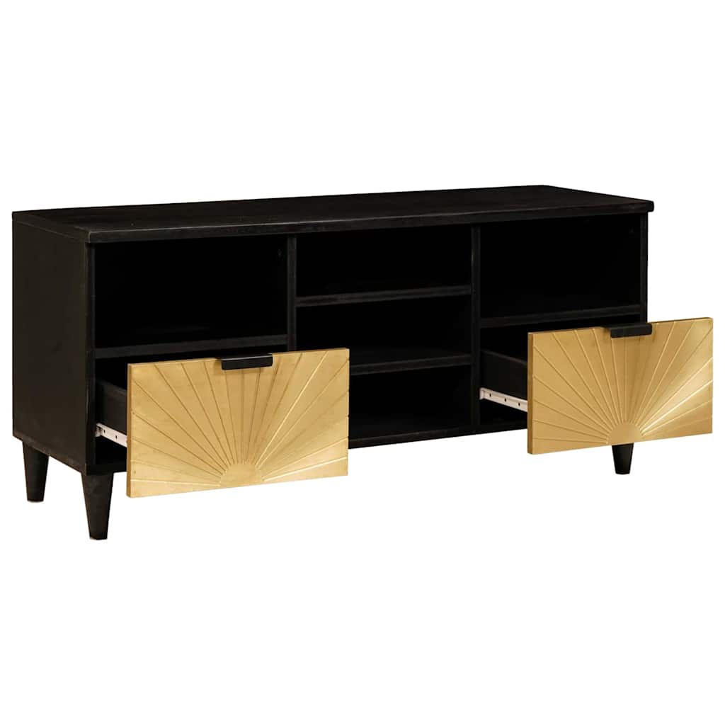 TV Cabinet Black and Gold 100 x 33 x 46 cm Engineered wood