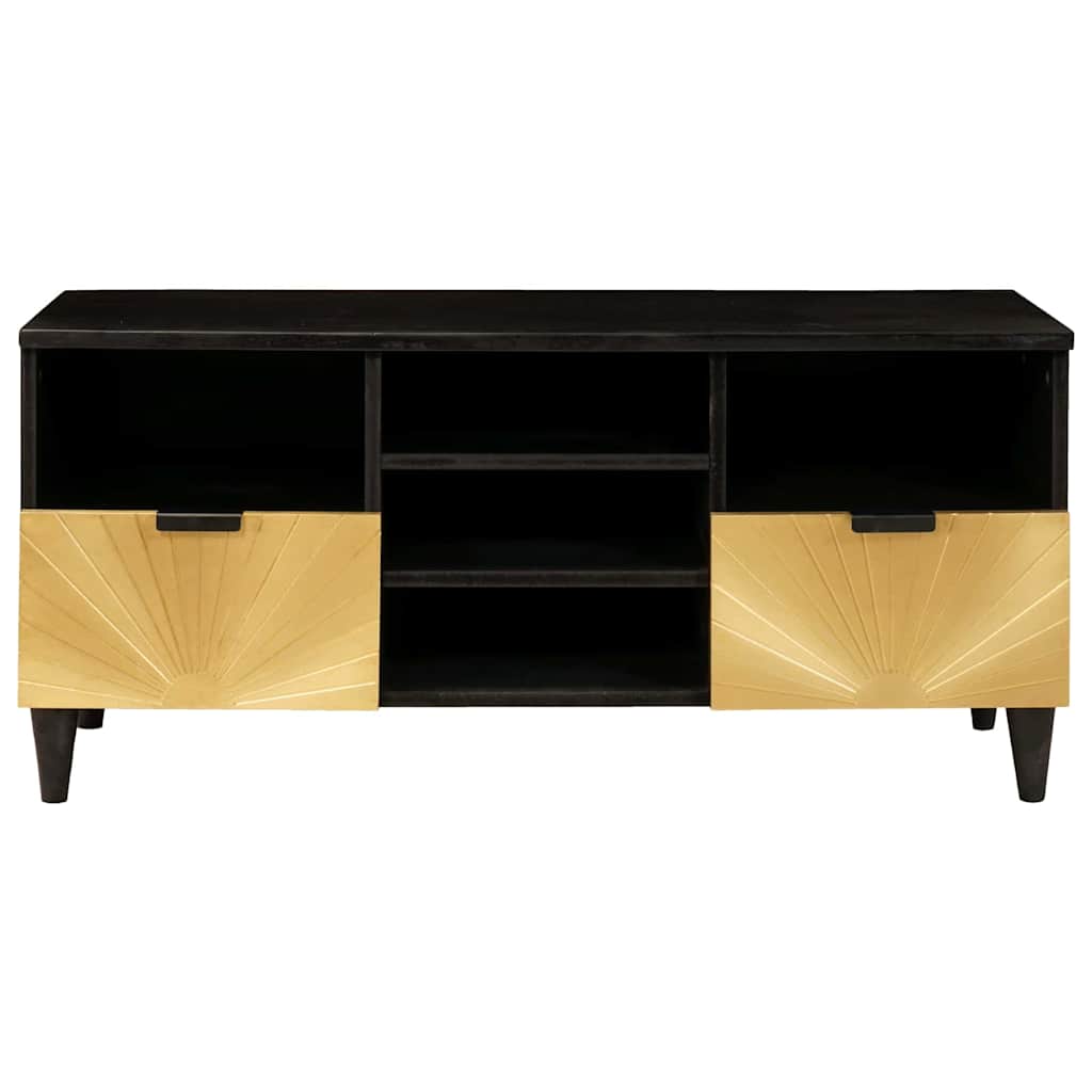 TV Cabinet Black and Gold 100 x 33 x 46 cm Engineered wood