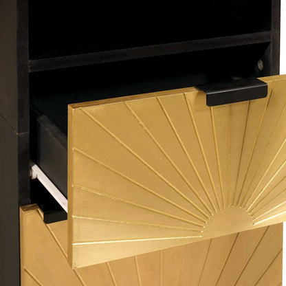 Bathroom Cabinet with Drawer Black and Gold 38 x 33 x 160 cm