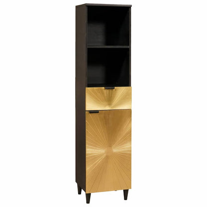 Bathroom Cabinet with Drawer Black and Gold 38 x 33 x 160 cm