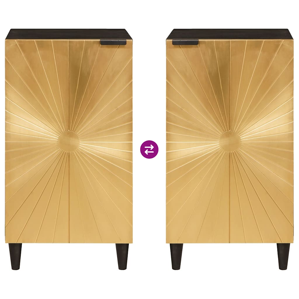 Side Cabinet Black and Gold 80 x 33.5 x 75 cm Solid Mango Wood