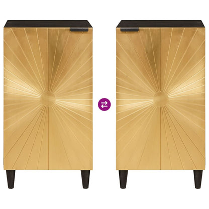 Side Cabinet Black and Gold 80 x 33.5 x 75 cm Solid Mango Wood
